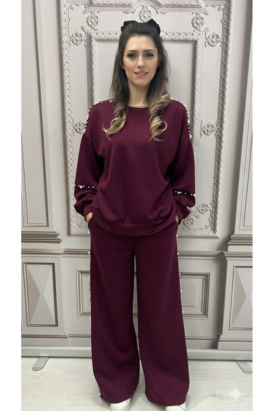 styleFlex Women's elastic viscose tracksuit with applied pearls