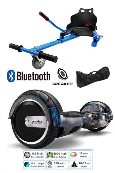 CityMate Elektrikli Kaykay Scooter Hoverboard Akıllı Dengeli + Hover Kart + Ç...
