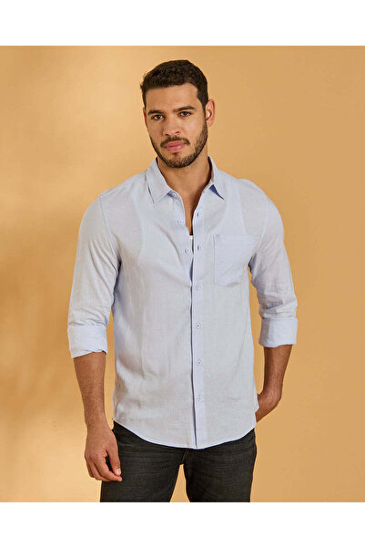 REDTAG Men Blue Plain Shirt