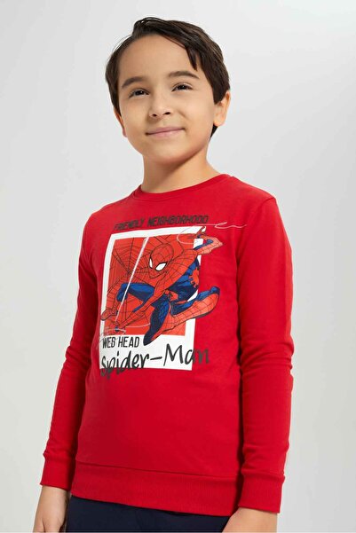 REDTAG Boys Red Spiderman Sweatshirt
