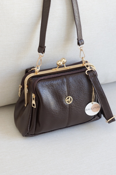 BAGLOVİS Women's Scholarship Handbag with Gold Clip, Multi-Compartment, Styli...