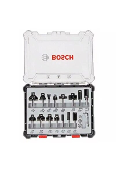 Bosch 15-Piece Mixed Edge Profiling Router Bit Set, 6 mm Shank