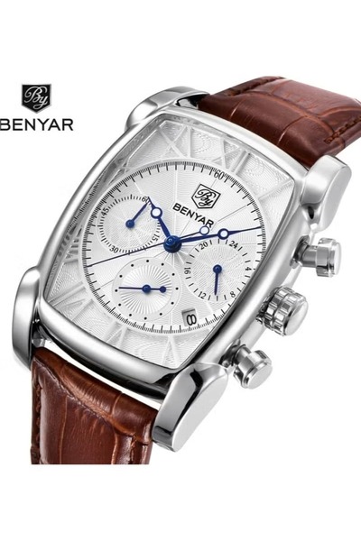 Benyar Mens Watches Multifunction Chronograph Date Quartz Watch for Men Brown...