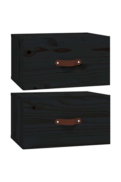 vidaxl Wall-mounted bedside tables, 2 pcs., black, 40x29.5x22 cm