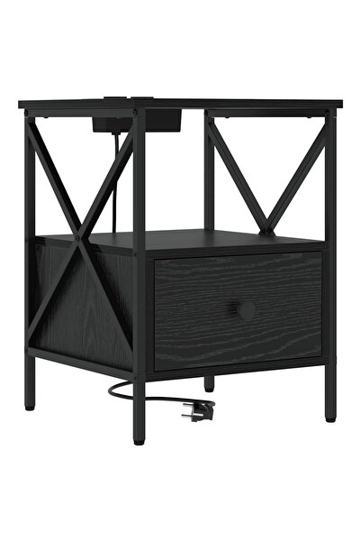 vidaxl Dulap de noapte Stejar Negru 41,5 x 40,5 x 55 cm Lemn compozit