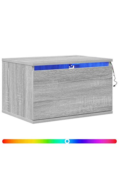 vidaxl Noptiere montate pe perete cu lumini LED, 2 buc., sonoma gri