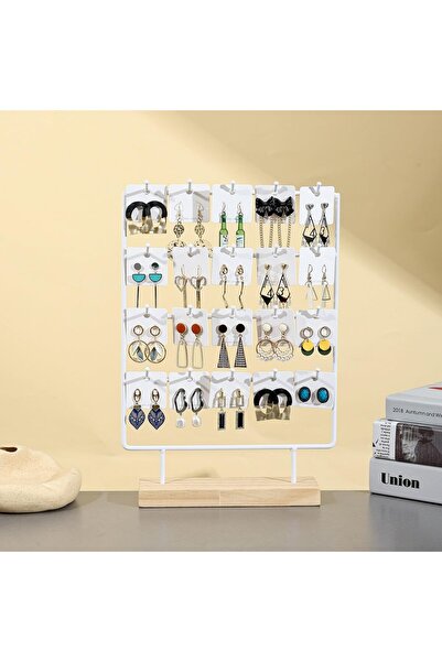 Arabest Earring Display Stand,4 Tier Wooden Jewelry Display Organizer Stand w...