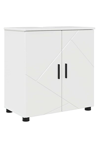 vidaxl Bathroom Cabinet Glossy White 61 x 35 x 64 cm Composite Wood & Metal