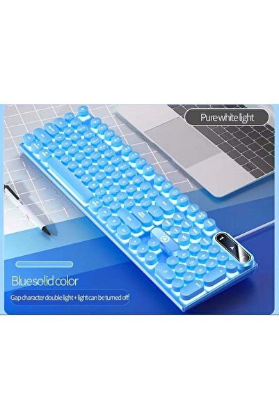 ViViRaSmi Retro Punk Keyboard – Rainbow RGB Backlit Wired Keyboard with Round...