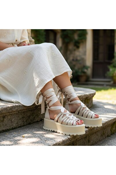 Tress Fashion Sandale Dama Bej model- Dya PN