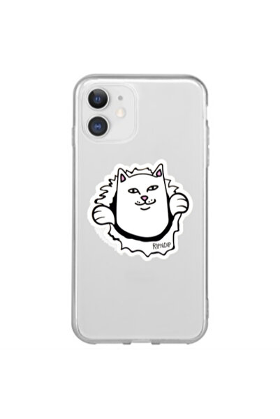 OEM Apple iPhone 12 Mini White cat Transparent Silicone TPU Θήκη