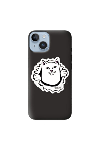 Other Apple iPhone 14 White cat Black Colored Silicone TPU Θήκη