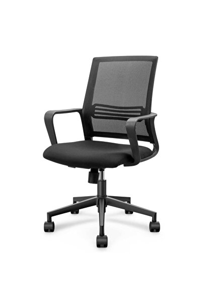 Deli Scaun de birou cu spătar din plasă, sistem de roți din ABS 4501 negru