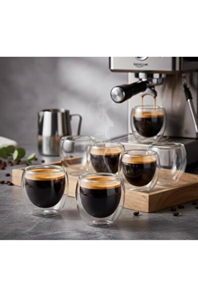 Yıldızan Livastore Needd Double Layer Espresso Glass Cup Set of 2 80 ml |   B...