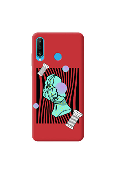 Other Huawei P30 Lite Columns Red Colored Silicone TPU Θήκη