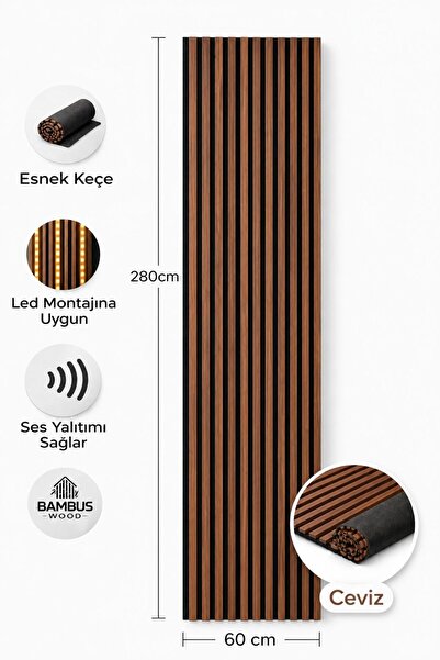 Bambus Dekoratif Çıtalı MDF Akustik Duvar Paneli Akustik Ahşap Duvar Kaplama ...