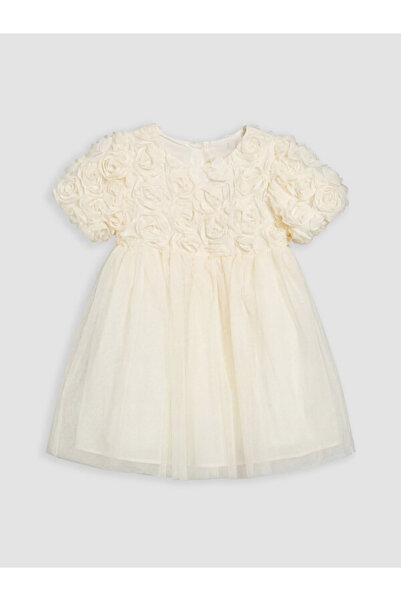 LC Waikiki RMZ GİYİM FARKİLYA Rochie din tul pentru fete cu broderie trandafiri