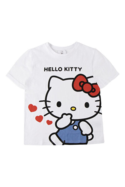Hello Kitty Tricou de bumbac cu mânecă scurtă pentru copii, alb