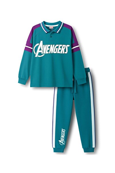 Pine Kids Marvel Terry Knit Drop Shoulder Full Raglan Sleeves Polo T-Shirt & ...