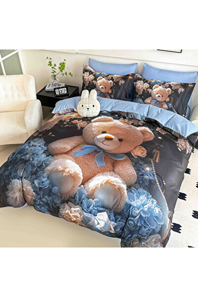 JOJO HOME Set lenjerie de pat dublu model imprimeu 5D identic cu poza, 6 pies...