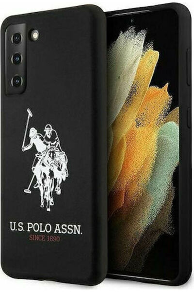 U.S. Polo Assn. Θήκη Πλάτης Σιλικόνης με Λογότυπο, Μαύρη Σιλικόνη (Galaxy S21...