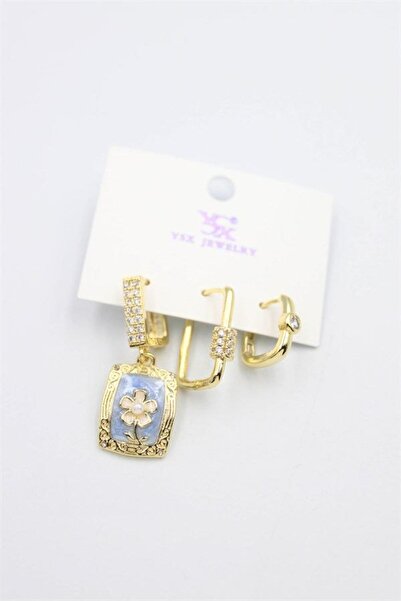 atastore2017 Triple stone earrings - blue