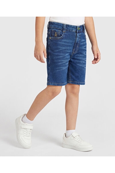 Pine kids Denim Woven Washed Above Knee Length Shorts - Blue