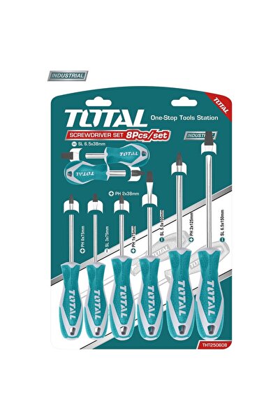 TOTAL Top Bottom Set of 8 screwdrivers - Cr-V (INDUSTRIAL)