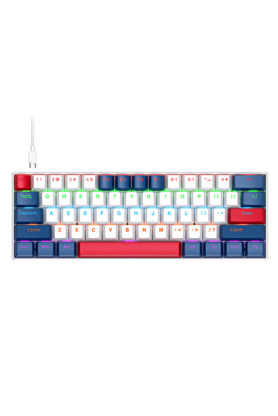 T-WOLF T60 RGB LED 61 Tuşlu Mekanik Gaming Klavye Type-C Kablolu Hot Swap İng...