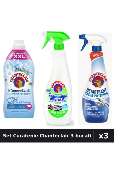 Chanteclair Set 3 Curatenie - Balsam 1800ml, Degresant 600ml, Detartrant 625ml