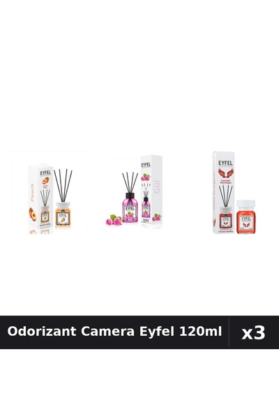 Eyfel Set 3 Odorizant Camera cu Betisoare - Piersica, Trandafir, Red Dragon 1...