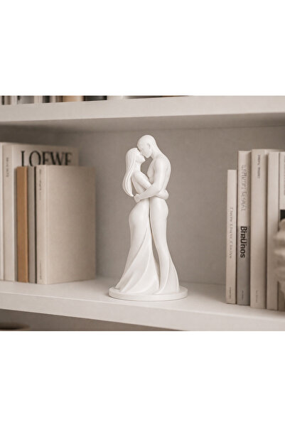 Filkorium3D Minimal Tasarımlı Sarılan Çift Heykeli – Romantik Dekoratif Biblo...