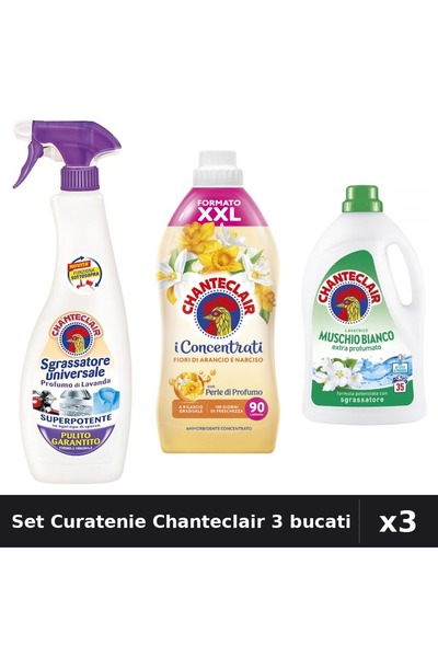 Chanteclair Set 3 Curatenie - Degresant 600ml, Detergent 1575ml, Balsam 1800ml