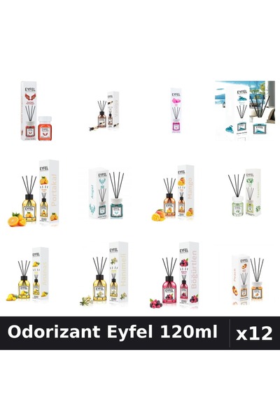 Eyfel Top Bottom Set of 12 Room Air Fresheners with Sticks - 12 Assorted Frag...