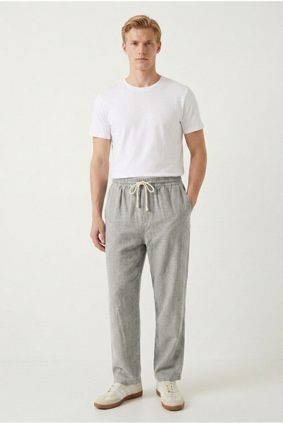 ELAFRO Men's Gray 100% Cotton Muslin Fabric Comfortable Fit Baggy Pants with ...