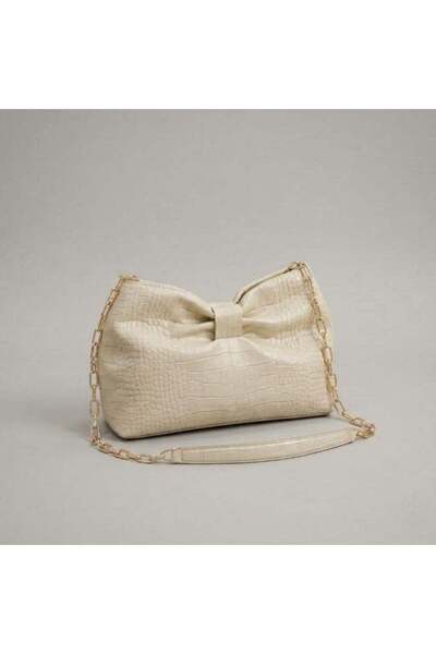 Generic Women’s Elegant Bow-Tie Handbag, Croc Leather-Look Shoulder Bag with ...