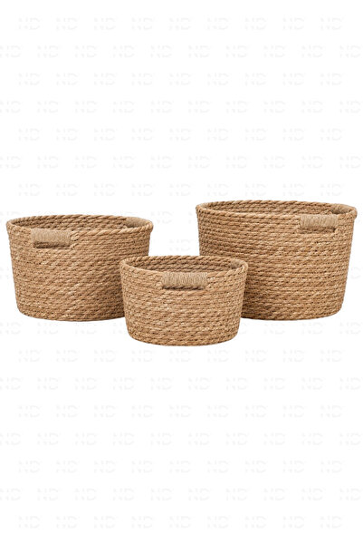 NATUREL DEKOR Wicker Natural 3-Piece Seagrass Basket, Flower Pot, Organizer -...