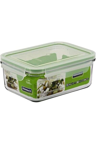 Glasslock Clean & Fresh Rectangular Glass Food Storage Container, 1.1 Liter, ...