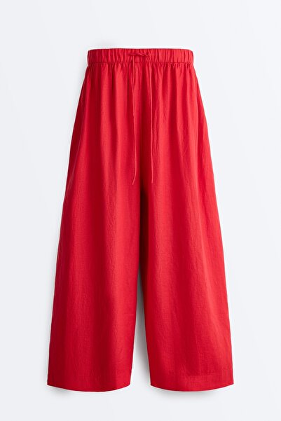 Oysho %100 Keten Balloon Crop Pantolon