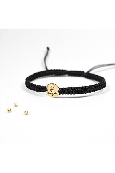BLACK SWAN Bijoux Bratara reglabila cu snur si banut din aur 12 mm 14k "Nanu,...