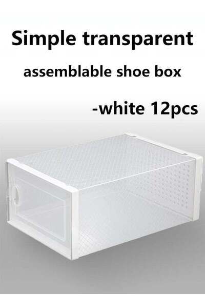 Generic 12pcs foldable transparent shoe box white