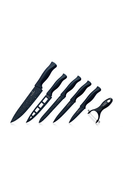 SWISSHOME Set of 6 Swiss Haus knives, stainless steel, 34x12x5 cm, black