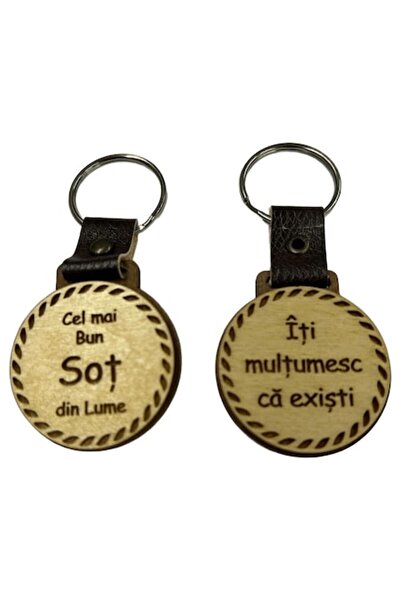LimArt Breloc personalizat din lemn MDF și piele, Model  "Cel mai bun soț ", ...