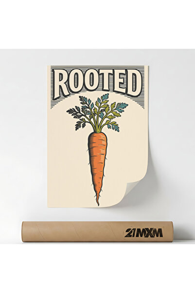 21mxm Декоративен плакат с тема Зеленчуци и природа - "Rooted", Текстилен мат...