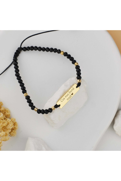 BLACK SWAN Bijoux Set Cadou Premium pentru Nasi - Bratari Onyx cu placuta gar...