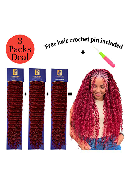GOLEN Hair Deep Wave Braids Deal Pack of 3 – 22 Inches Long Color BUG