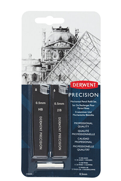 Derwent Set de 30 x Mine de rezervă 0,5 mm 2B vârf fin profesional