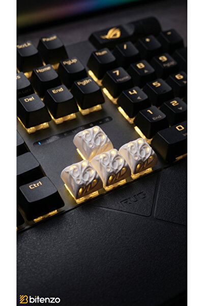 Bitenzo3D Premium Custom Tasarım Mekanik Klavye Keycap Seti 4'lü Paket - Beyaz