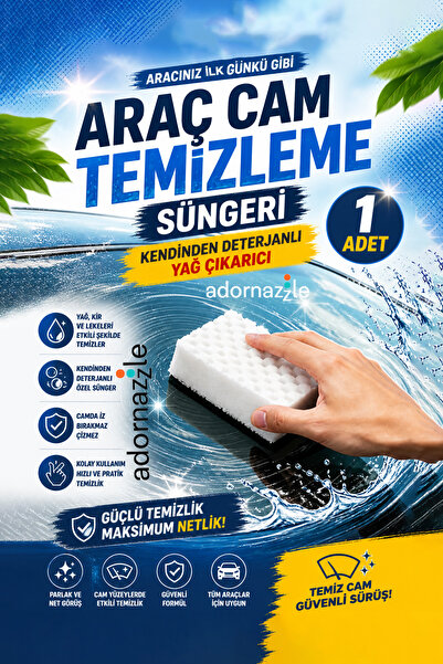 KCA HOME Araç Cam Temizleme Süngeri, Kendinden Deterjanlı Yağ Çıkarıcı, Güçlü...