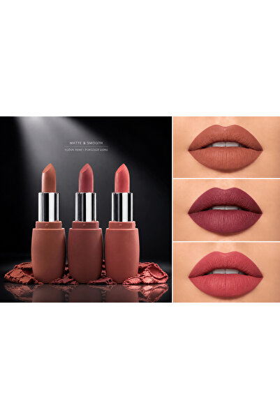 Seckinnn 3’lü Ultra Matte Nude Ruj Seti – Caramel Nude, Rose Blush & Berry Ma...